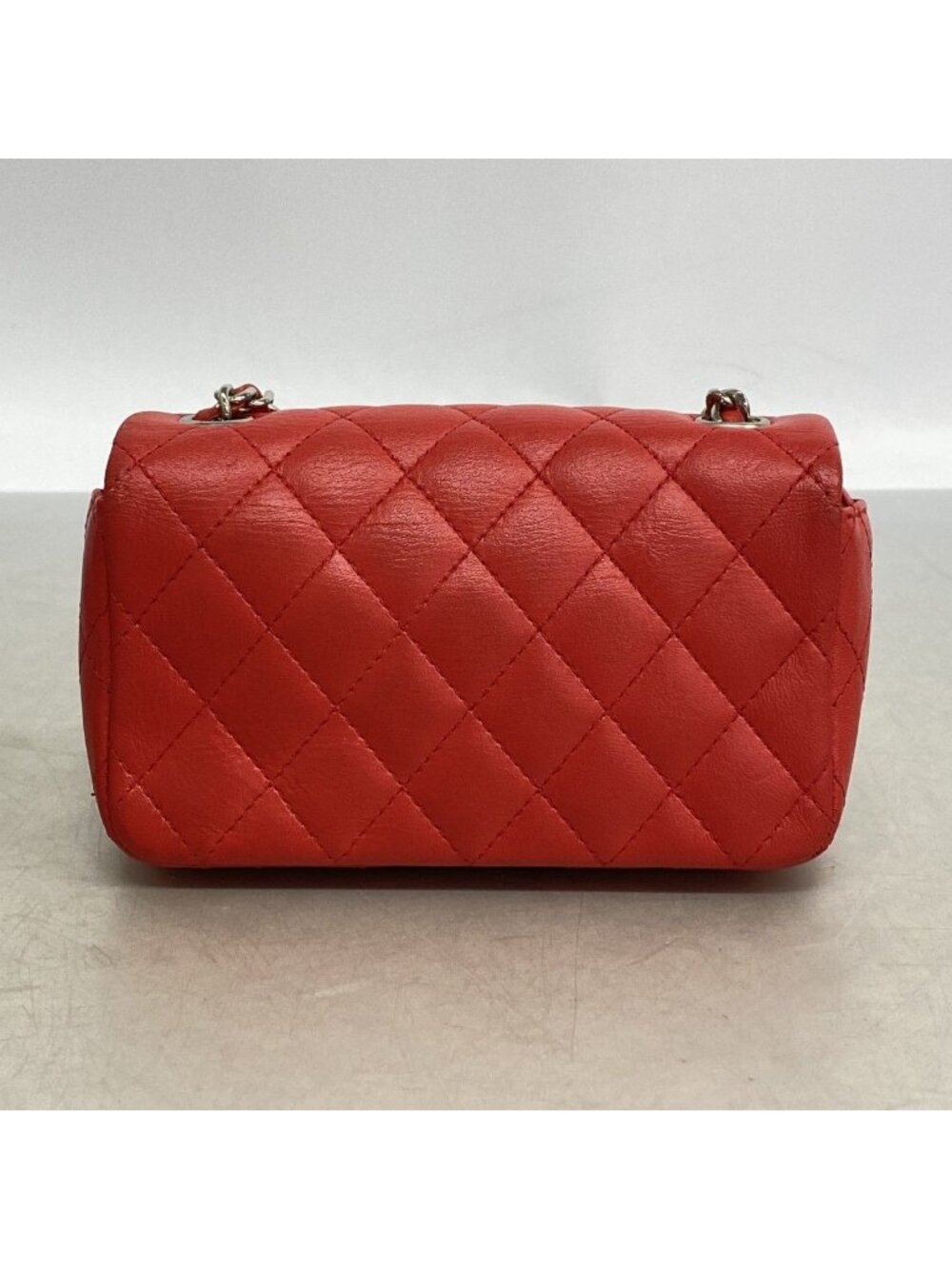 Chanel Shoulder Bag Mini Quilted Lambskin Red Silver - Picture 9 of 9